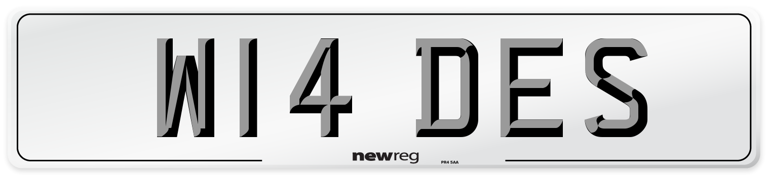 W14 DES Number Plate from New Reg